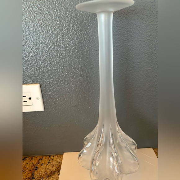 Lalique vintage collectible 1980 Claude 13” frosted stem flower vase